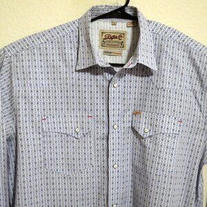 Rafter C Shirt Mens XL Long Sleeve Snap White Blue Stars Cowboy Western